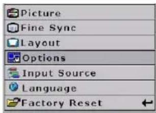 Picture Fine Sync Layout Options Input Source Language Factory Reset