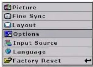 Picture Fine Sync Layout Options Input Source Language Factory Reset