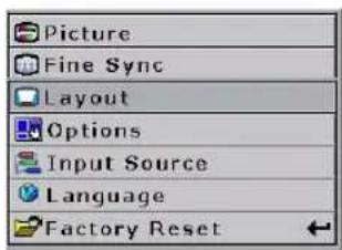 Picture Fine Sync Layout Options Input Source Language Factory Reset