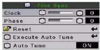 Fine Sync Clock Phase Reset Execute Auto Tune Auto Tune ON
