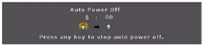 Auto Power Off 5 : 00 Press any key to stop auto power off.