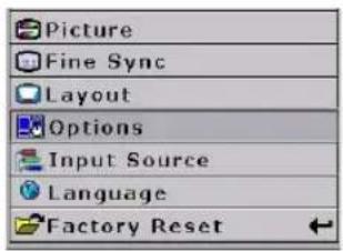Picture Fine Sync Layout Options Input Source Language Factory Reset