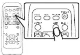 Diagram showing two remote control panels with labeled buttons and a cursor pointing to the first panel.