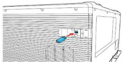 Technical diagram showing a train interior with a blue object and red arrow indicating direction, labeled with dimensions and components.