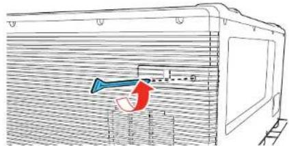 Technical diagram showing a mechanical or structural component with labeled dimensions and directional arrows indicating movement or force.