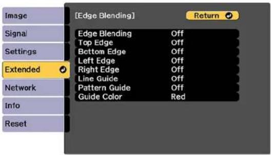 [Edge Blending] Return Edge Blending Off Top Edge Off Bottom Edge Off Left Edge Off Right Edge Off Line Guide Off Pattern Guide Off Guide Color Red