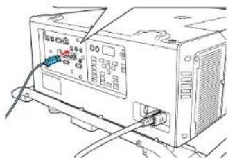 Diagram of an electronic device with labeled ports and cables, showing a power supply or control panel.