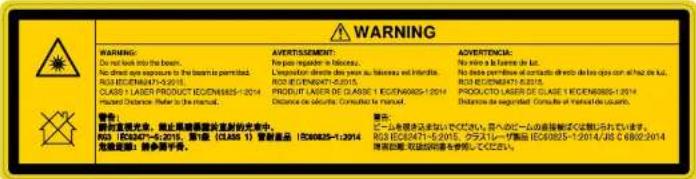 WARNING Do not look into the beam. No need to ensure to be taken is permitted. ROS EC602471-5.2018 CLASS 1 LASER PRODUCT EC604825-1/2014 Risplant Distance Refer to the manual. 警告 鋳光直射光束，鋁光磁感器遮光直射的光束中。 ROS EC602471-5.2018，磁性（CLASS 1）管壁重量（EC6025-1:2914） 反相固定：鋳光鋳手件。 AVERTISSEMENT: For you re- pader la biloscau, L'explosion directe du yeux au biloscau et infertile. ROS EC60471-5.2015, PRODUIT LASER DE CLASE 1 EC604825-1/2014 Distance de activitie. Consulter le manuf. 警告: □ ラルを踏まぼさないでください。※レポートの直接解はご確認しています。 ROS EC60471-5.2015、クスミック製品EC6025-1/2014/JS.C 6802-2014 使用日期：鉄鋼の製品を制めてください。