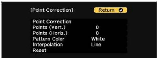 [Point Correction] Return Point Correction Points (Vert.) 0 Points (Horiz.) 0 Pattern Color White Interpolation Line Reset