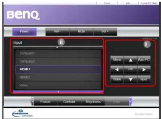 BenQ Power Vol - Movie Vol + Input Computes 1 Computes 2 HDMI 1 HDMI 2 Video Menu Auto PC OK Blank Input Force Contrast Brightness CLOS COSMAY COSMAY COSMAY