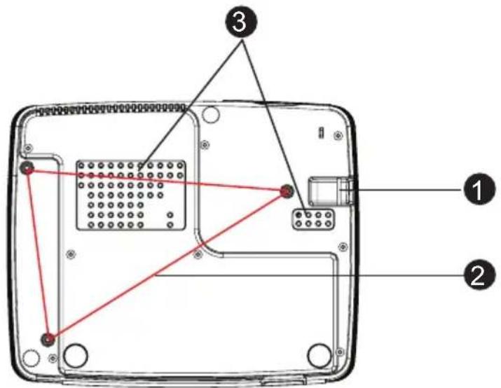 Labeled diagram of a device rear panel showing internal components and connection points