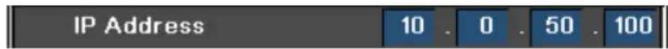 IP Address 10 . 0 . 50 . 100