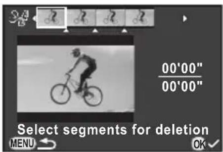 00'00" 00'00" Select segments for deletion MENU OK ✓