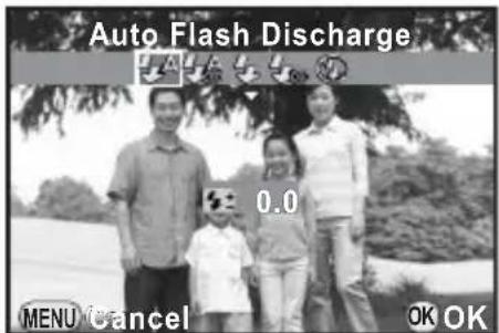 Auto Flash Discharge 0.0 MENU Cancel OK OK