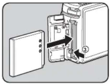RICOH Q - Insert the battery with the ▲ mark facing toward the lens. - 1