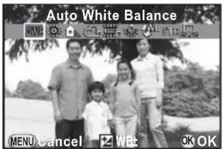 Auto White Balance MENU Cancel 2 WBt OK OK