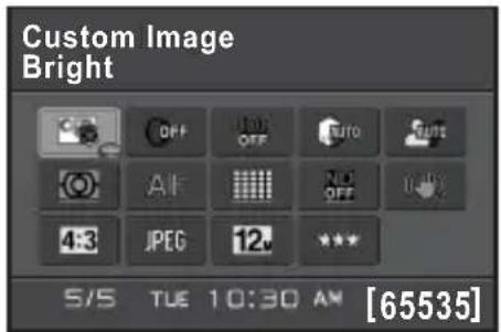 Custom Image Bright OFF OFF AUTO AUTO AIR NO OFF 4:3 JPEG 12 *** S/S TUE 10:30 AM [65535]