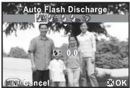 Auto Flash Discharge 0.0 MENU Cancel OK OK