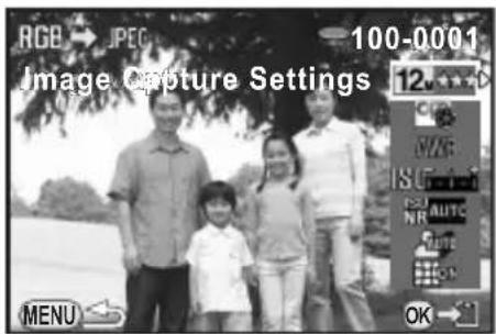 RGB → JPEG 100-0001 Image Capture Settings 12 MENU OK