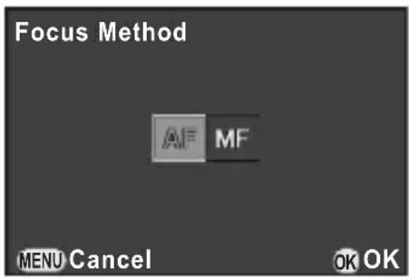 Focus Method AI≡ MF MENU Cancel OK OK
