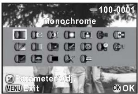 100-0001 Monochrome ② Parameter Adj. MENU Exit OK OK