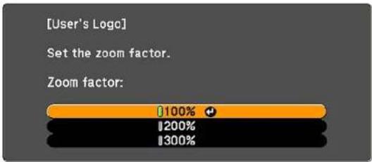 [User's Logo] Set the zoom factor. Zoom factor: 100% 200% 300%