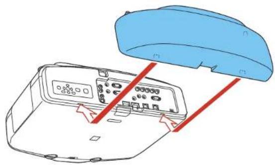 Diagram showing a device with labeled components and directional arrows indicating movement or assembly.