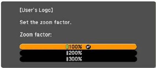 [User's Logo] Set the zoom factor. Zoom factor: 100% 200% 300%