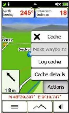 North bearing 245° Distance to destin. m 18 22R72 Deckel Cache Next waypoint Log cache Cache details Actions 18 m N 48°39.397' E 9°19.747'