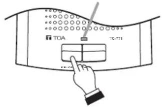 TOA TS-774 - Step 3. The microphone in-use indicator extinguishes, turning on the built-in speaker. - 1