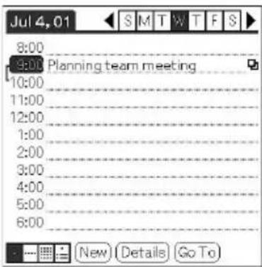 Jul 4, 01 S M T N T F S 8:00 9:00 Planning team meeting 10:00 11:00 12:00 1:00 2:00 3:00 4:00 5:00 6:00 New Details Go To