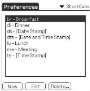 br - Breakfast di - Dinner ds - [Date Stamp] dts - [Date and Time Stamp] lu - Lunch me - Meeting ts - [Time Stamp]