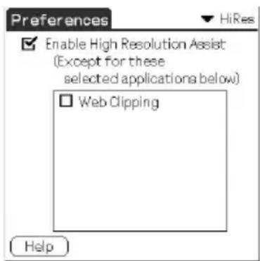 Preferences Enable High Resolution Assist (Except for these selected applications below) Web Clipping Help