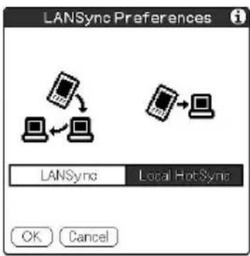 LANSync Preferences LANSync Local HotSync OK Cancel