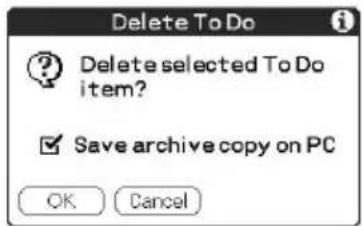 Delete To Do Delete selected To Do item? Save archive copy on PC OK Cancel