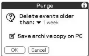 Purge Delete events older than: ▼ 1 week ✓ Save archive copy on PC OK Cancel