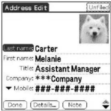 Address Edit Last name: Carter First name: Melanie Title: Assistant Manager Company: ***Company ▼ Mobile: ####-###-### Done Details... Note