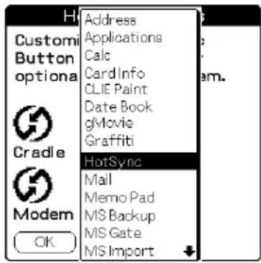 H Address Applications Calc CardInfo CLIE Paint Date Book gMovie Graffiti HotSync Mail Memo Pad MS Backup MS Gate MS Import