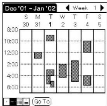 SONY Clié PEG-SJ20 - Displaying the Week view - 1