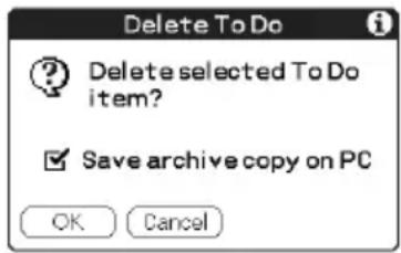 Delete To Do Delete selected To Do item? Save archive copy on PC OK Cancel