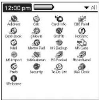 12:00 pm Address Calc Cardi Info Cue Paint Date Book gMovie Graffiti HoSync Mail Memo Pad MS Backup MS Gate MS Import MsMousen PG Pocket Photosstand Prefs Security To Do List WIR Clock Welcome