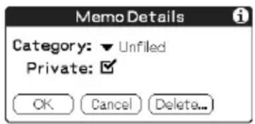 Memo Details Category: ▼ Unfiled Private: ✓ OK Cancel Delete...