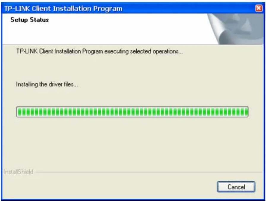 TP-LINK Client Installation Program Setup Status TP-LINK Client Installation Program executing selected operations... Installing the driver files... InstallShield Cancel