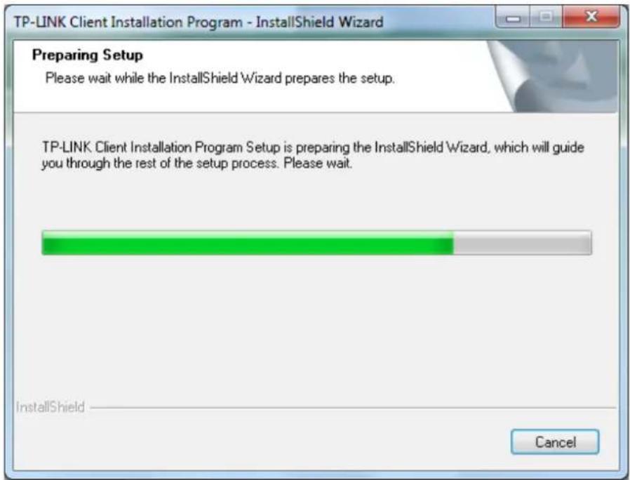TP-LINK Client Installation Program - InstallShield Wizard Preparing Setup Please wait while the InstallShield Wizard prepares the setup. TP-LINK Client Installation Program Setup is preparing the InstallShield Wizard, which will guide you through the rest of the setup process. Please wait. InstallShield Cancel