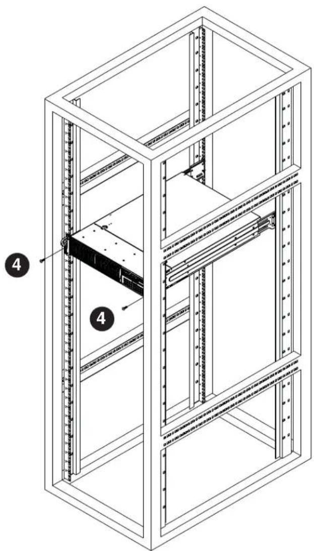 Technical diagram of a server rack cabinet with labeled components and numbered parts