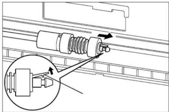 Technical diagram showing mechanical assembly with labeled components and directional arrows indicating motion or movement