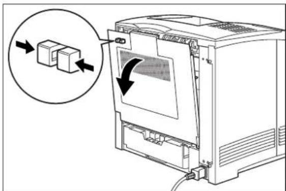 Diagram showing a computer with a close-up view of two boxes and a scroll, highlighting the process with arrows.