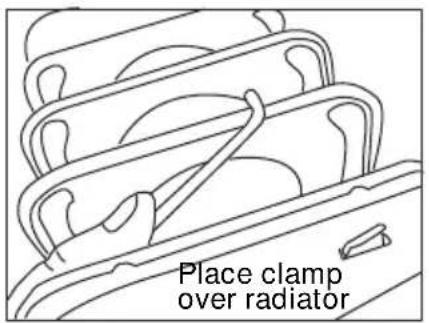Place clamp over radiator