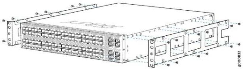 Technical diagram of a network equipment chassis with labeled ports and internal components