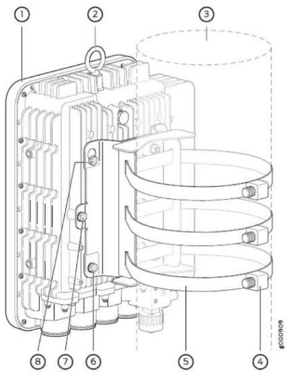 Technical diagram of an electrical component with numbered parts for identification